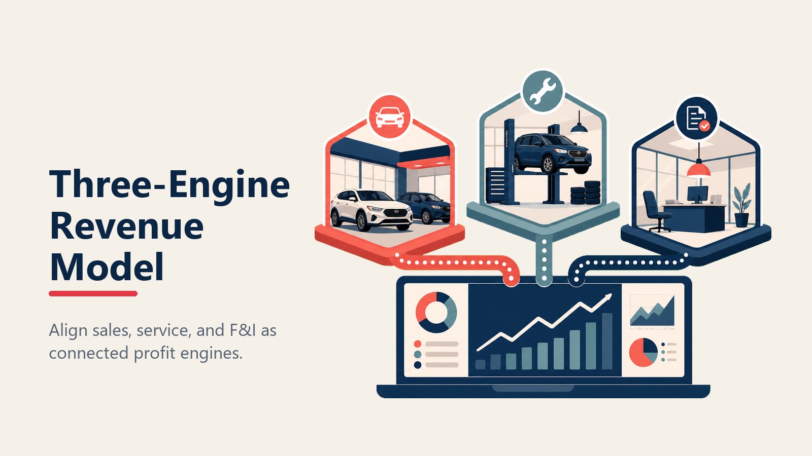 Three-engine revenue model for dealership growth