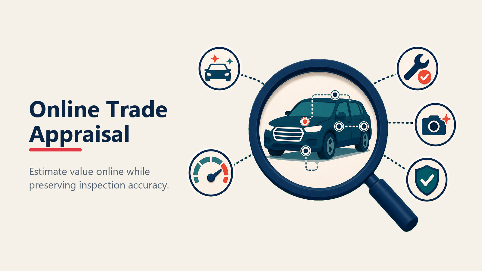 Online trade appraisal lens for vehicle condition