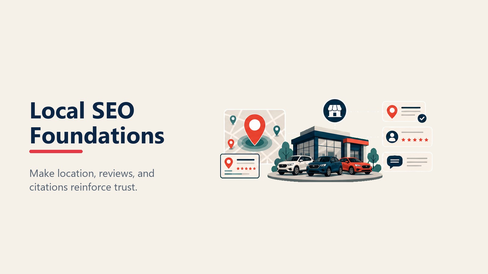 Local SEO foundations for dealership location citations and reviews