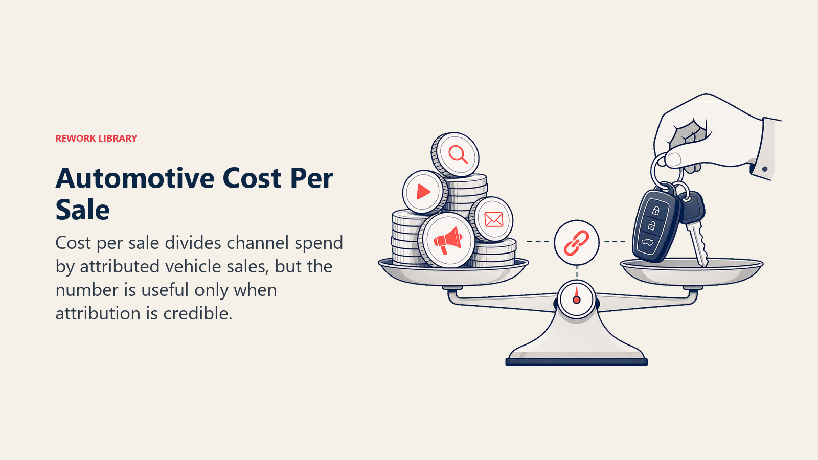 Automotive Cost Per Sale shown as cost-per-sale scale for an automotive dealership