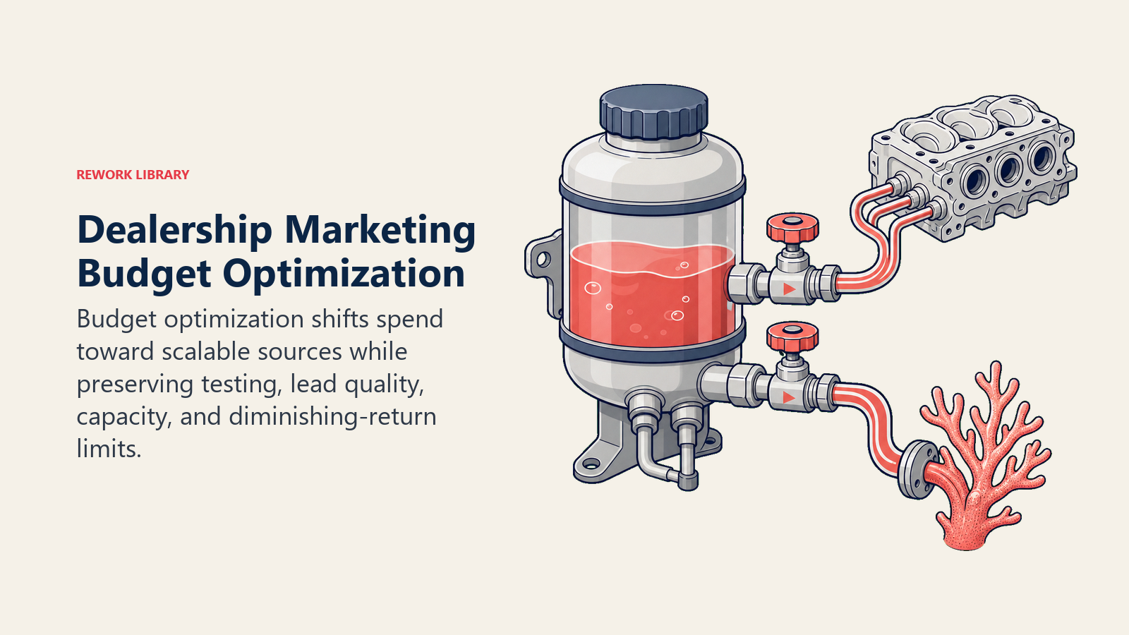 Dealership Marketing Budget Optimization shown as budget allocation valve for an automotive dealership