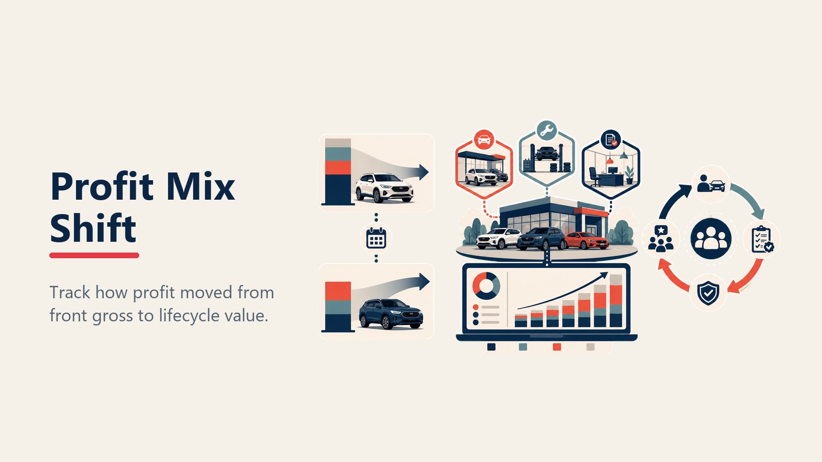 Profit mix shift from front gross to lifecycle value
