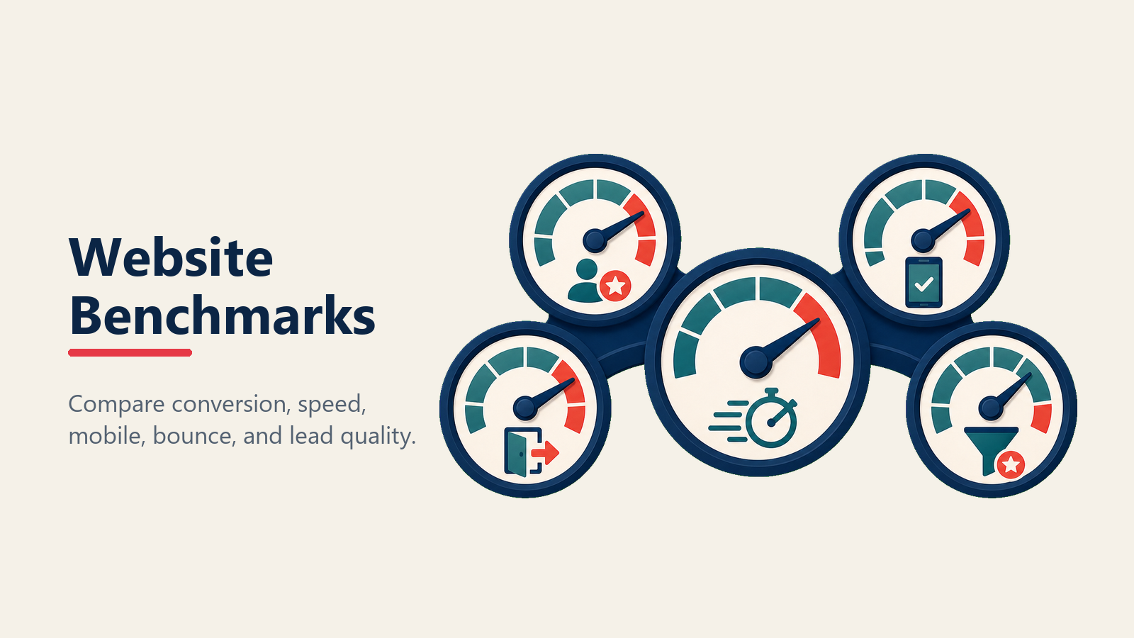 Website performance benchmark dials for dealerships