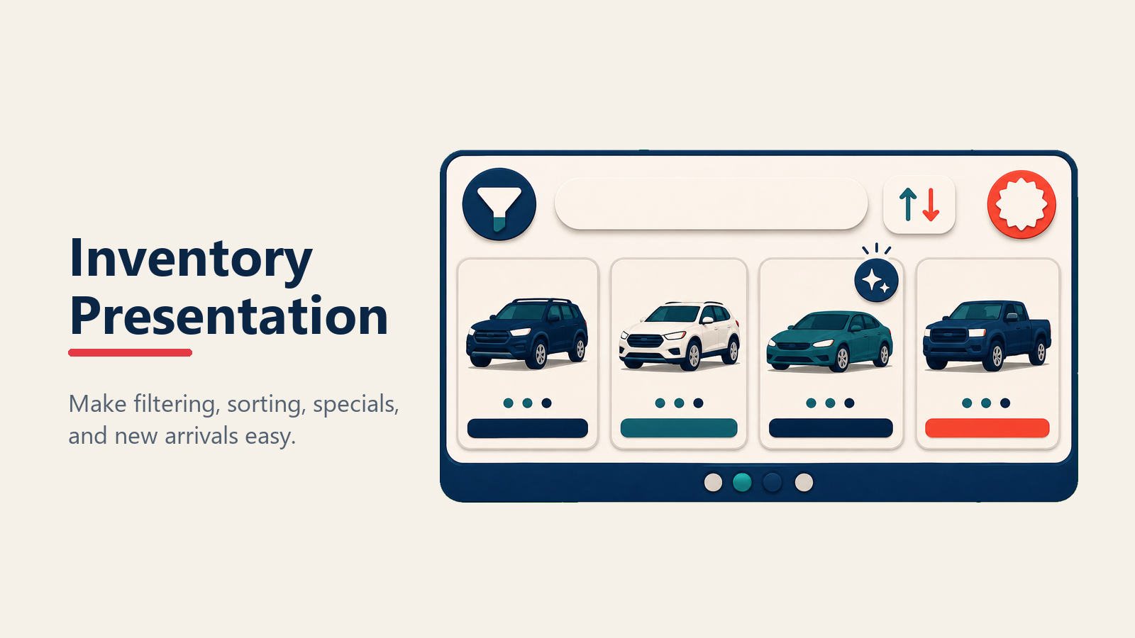 Inventory presentation tiles for dealership websites