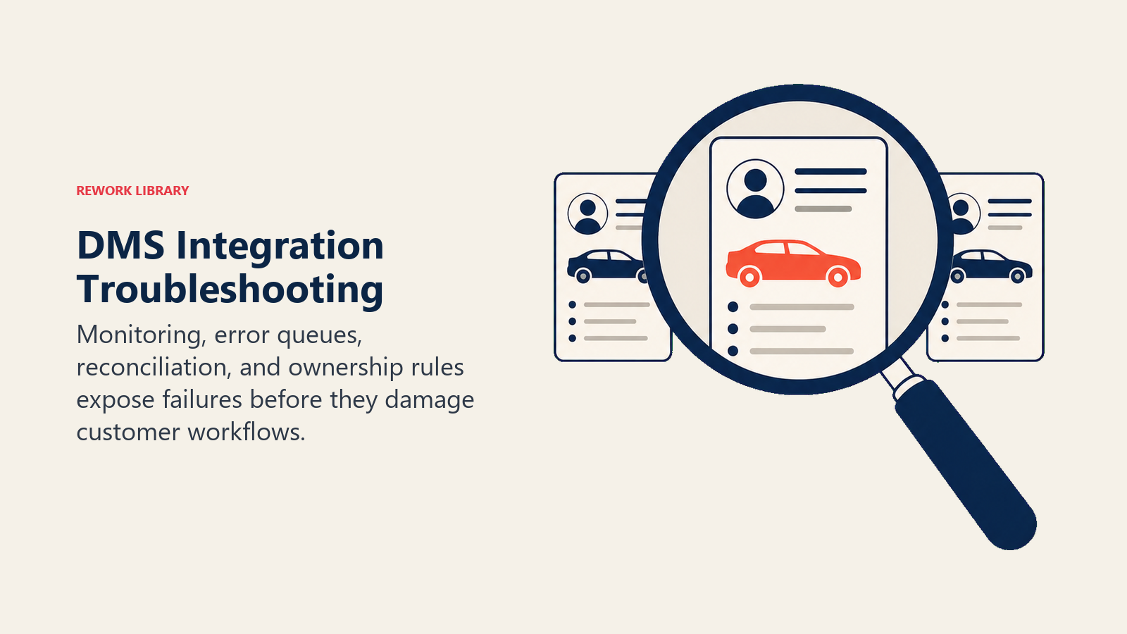 DMS Integration Troubleshooting illustrated with integration diagnostic lens