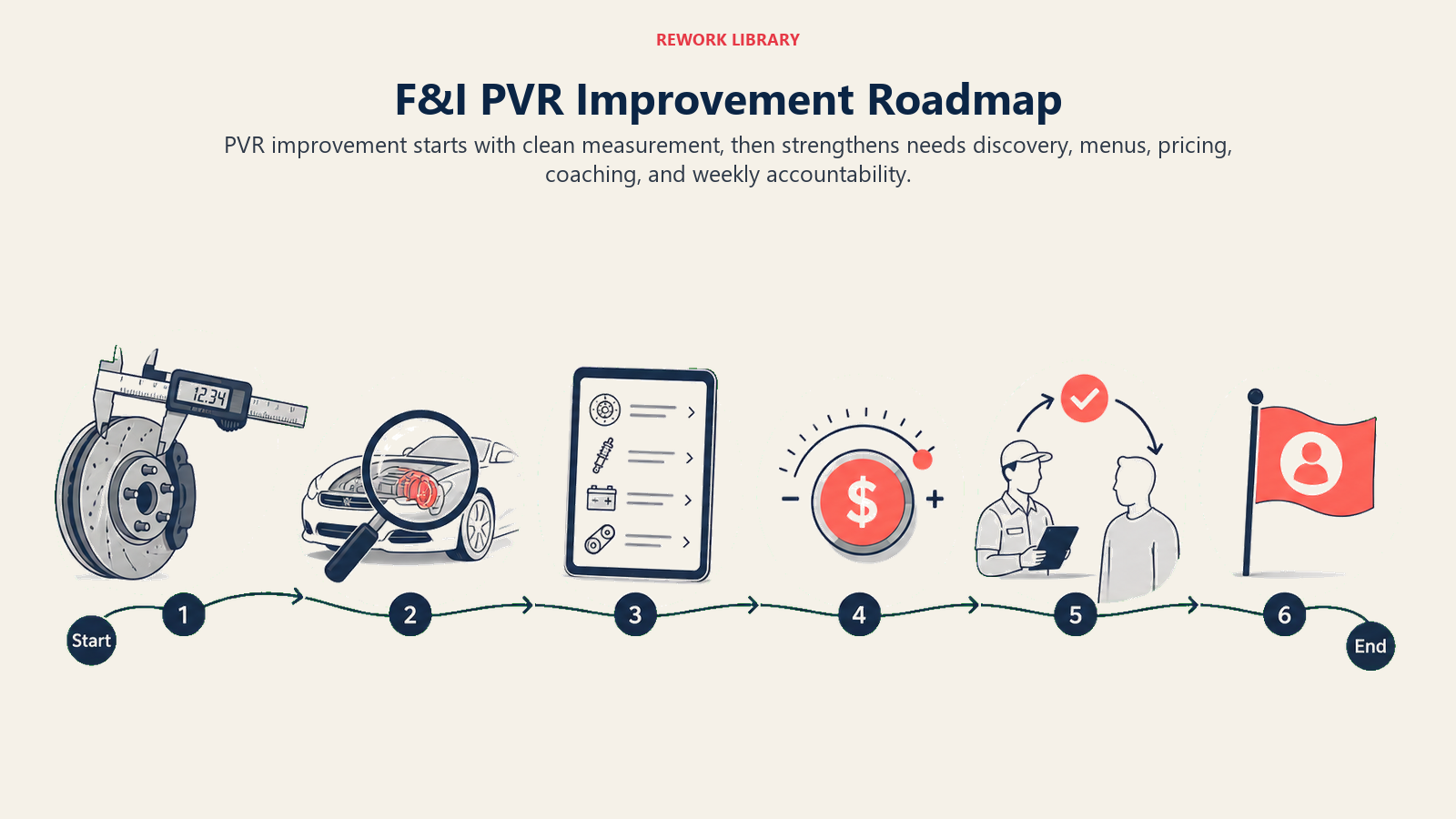 F&I PVR Improvement Roadmap shown as PVR improvement route for an automotive dealership