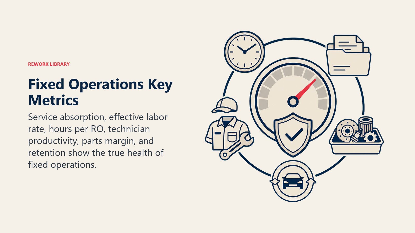 Fixed operations key metrics arranged around one service health gauge