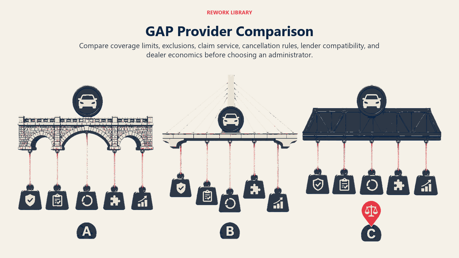 GAP provider comparison across coverage, claims, cancellation and dealer economics