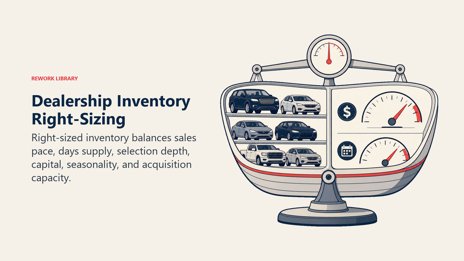 Dealership Inventory Right-Sizing shown as inventory capacity vessel for an automotive dealership