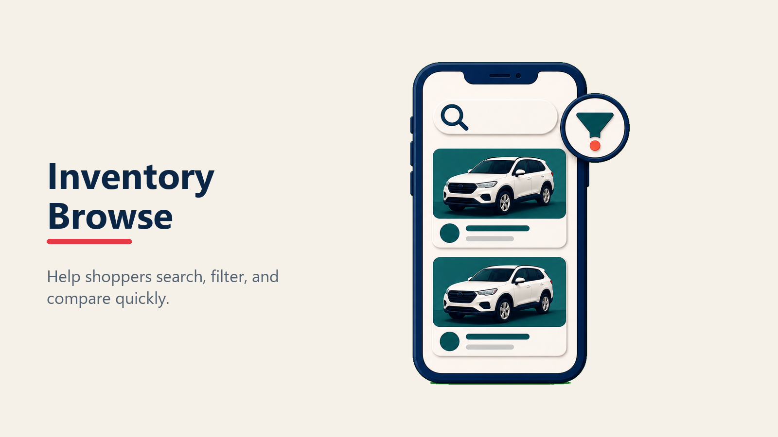 Mobile inventory browse and filter experience
