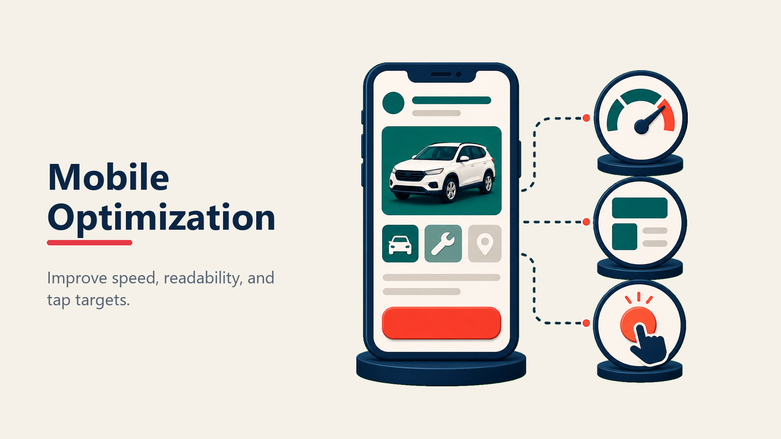 Mobile website optimization tokens for dealership sites