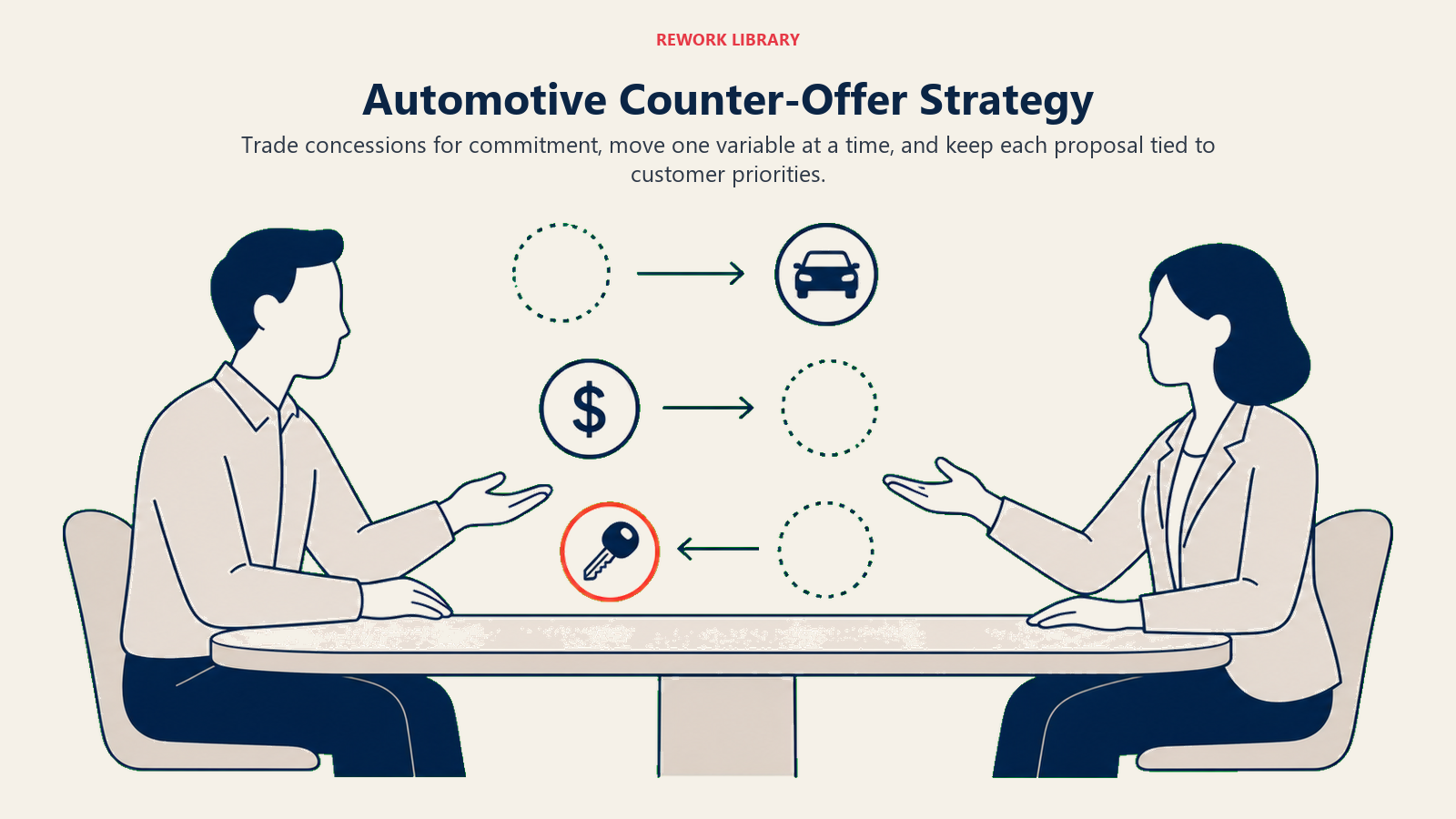 Automotive Counter-Offer Strategy illustrated with counter-offer exchange