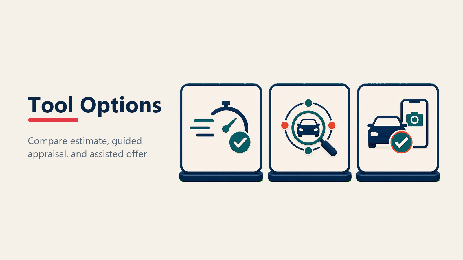 Online trade-in tool option cards