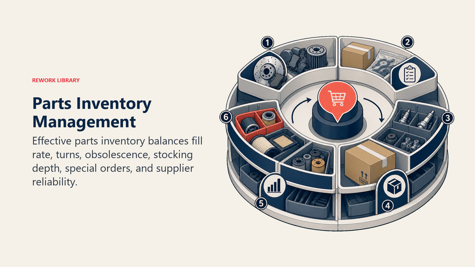 Parts Inventory Management shown as parts inventory carousel for an automotive dealership