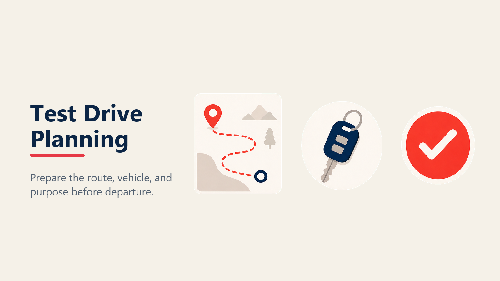 Test drive planning and preparation workflow