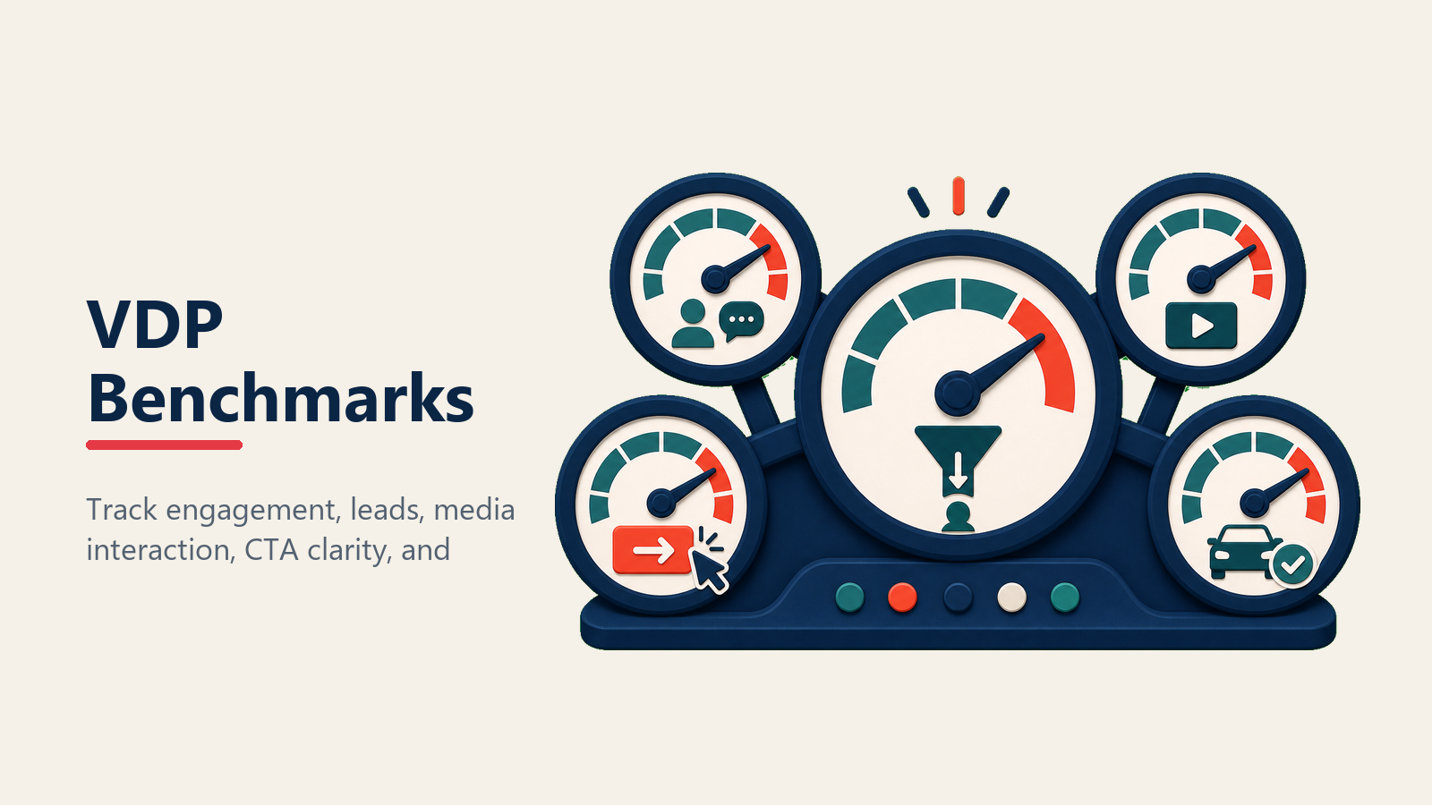 VDP performance benchmark gauges for dealership vehicle pages