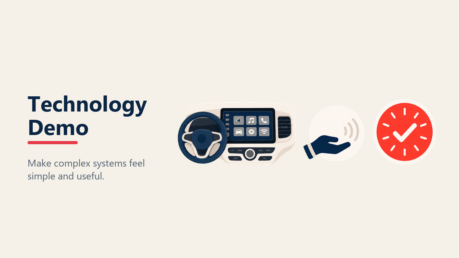 Technology demo clarity in vehicle presentations