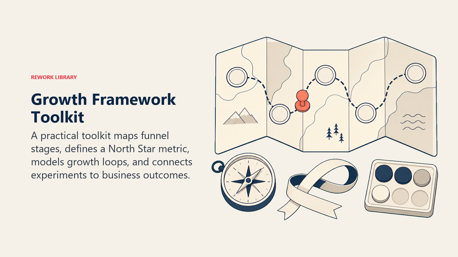 Growth framework toolkit for AARRR stages, North Star metrics, loops, and experiments