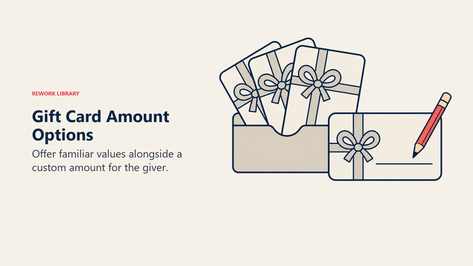 Gift Card Amount Options: Offer familiar values alongside a custom amount for the giver.