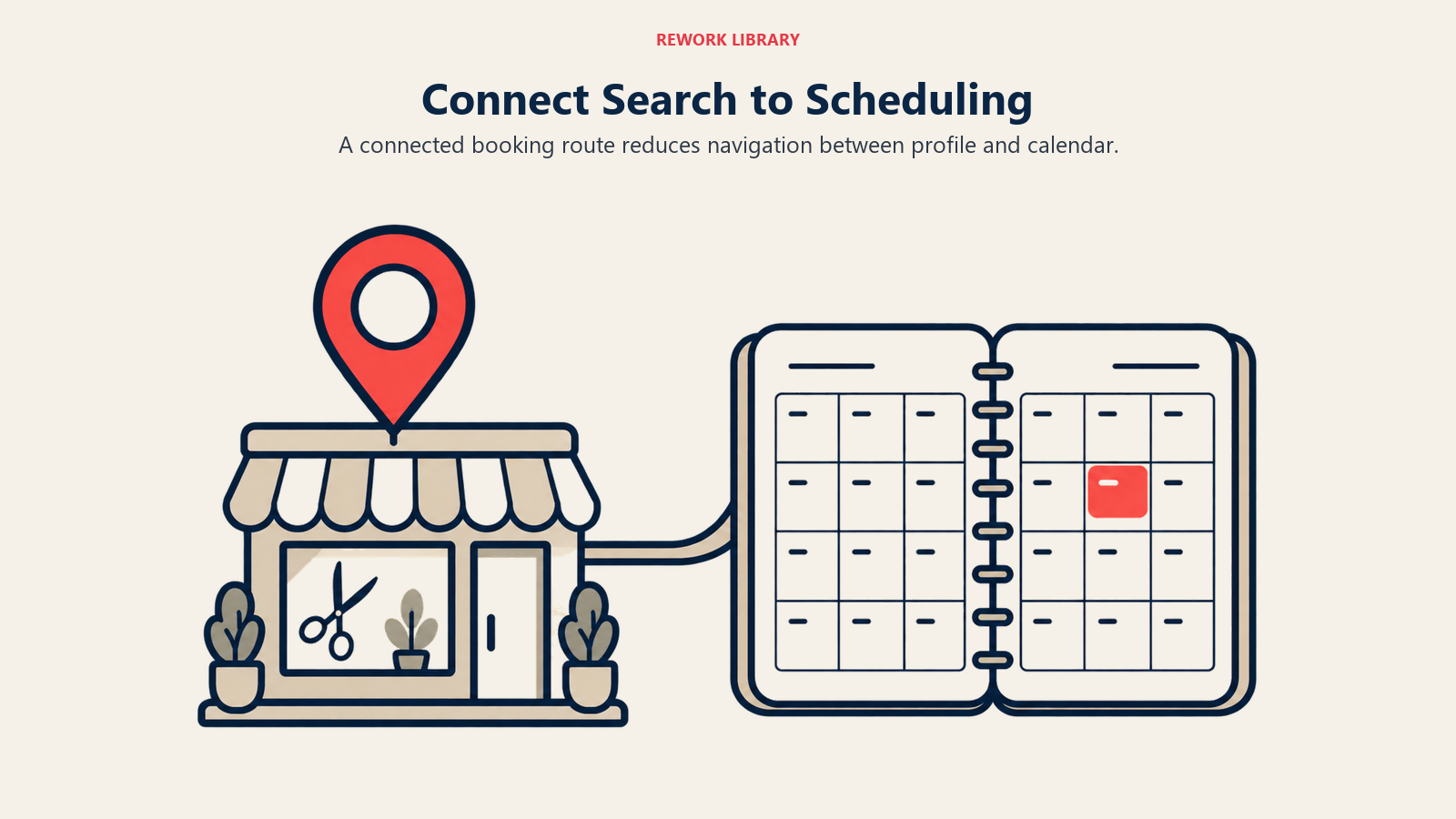 Connect Search to Scheduling: A connected booking route reduces navigation between profile and calendar.