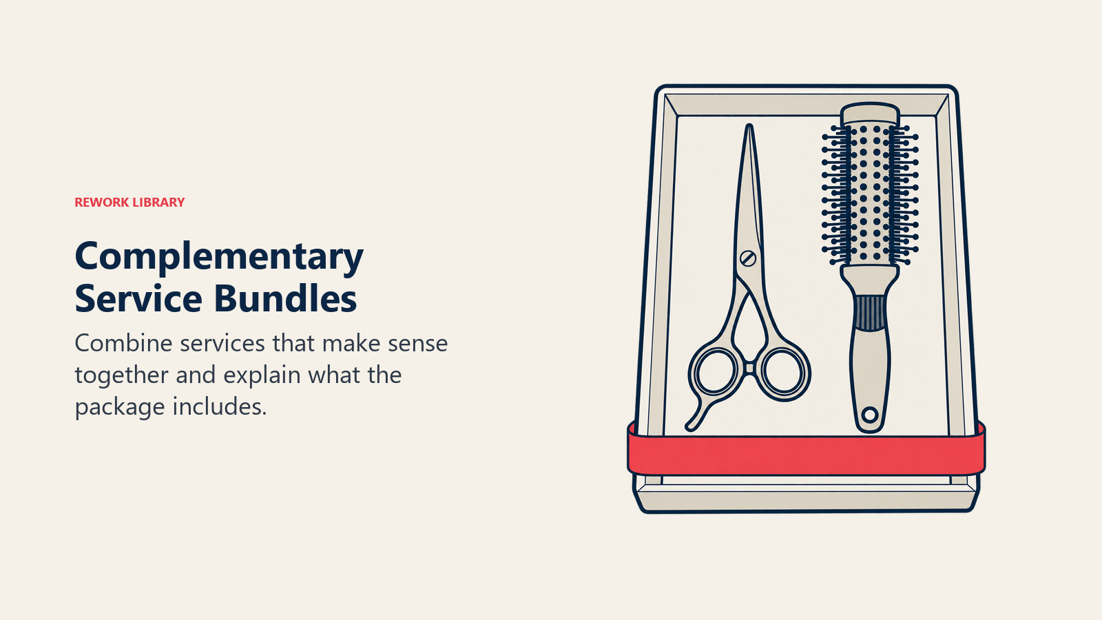 Complementary Service Bundles: Two complementary hair-service tools share one open tray, presented as an optional package instead of a makeover.
