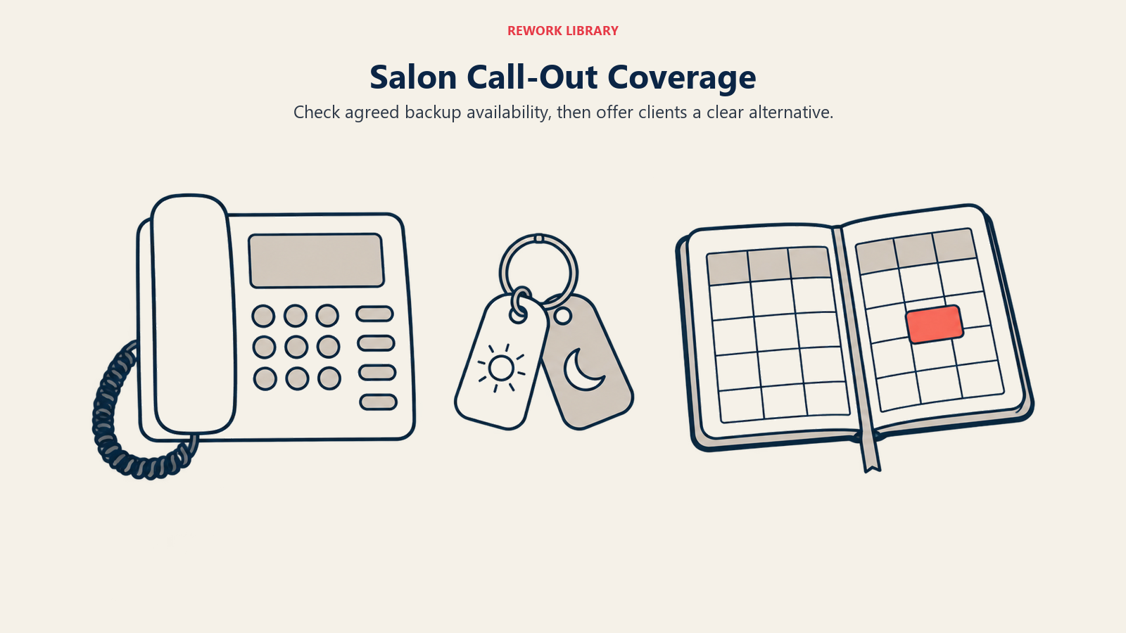 Salon Call-Out Coverage: Check agreed backup availability, then offer clients a clear alternative.