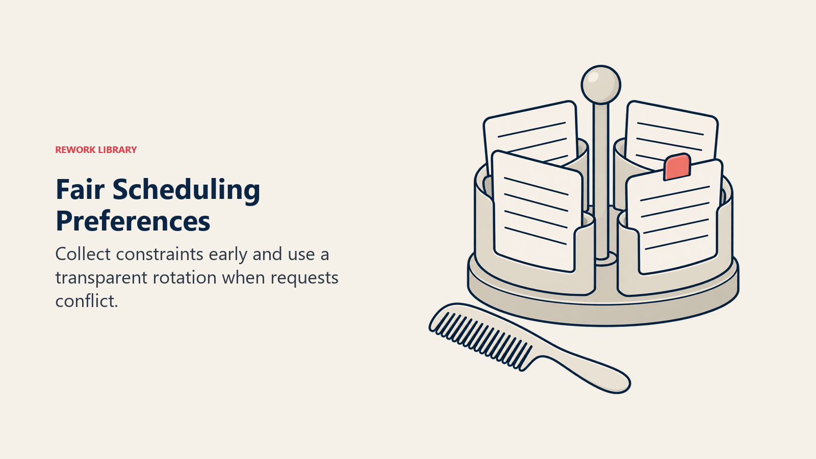 Fair Scheduling Preferences: Collect constraints early and use a transparent rotation when requests conflict.