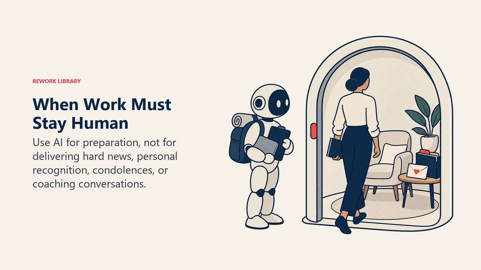 Human-only boundary for hard news, condolences, recognition, and coaching when AI should remain outside