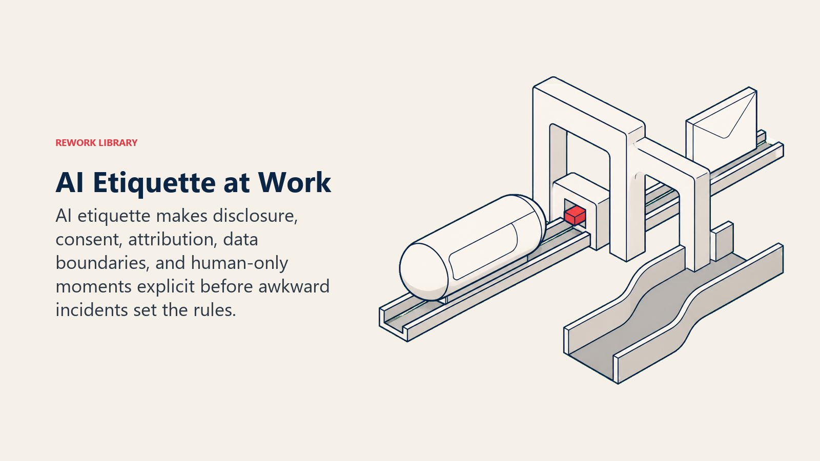 AI agent capsule waiting at a consent gate beside a protected data envelope and human-only lane