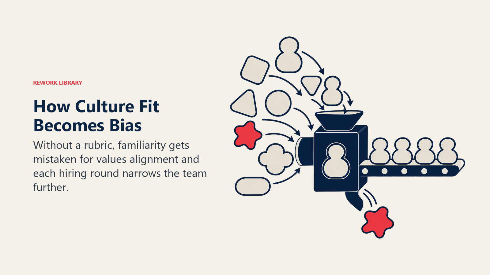 Culture fit bias filter passing familiar candidates while blocking different but qualified profiles