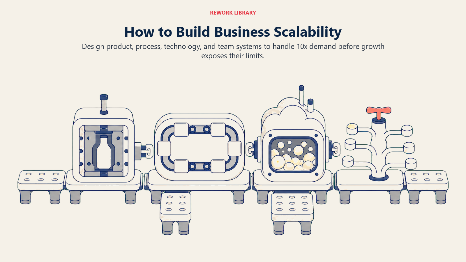 How to build business scalability with product, process, technology, and team systems designed for 10x demand
