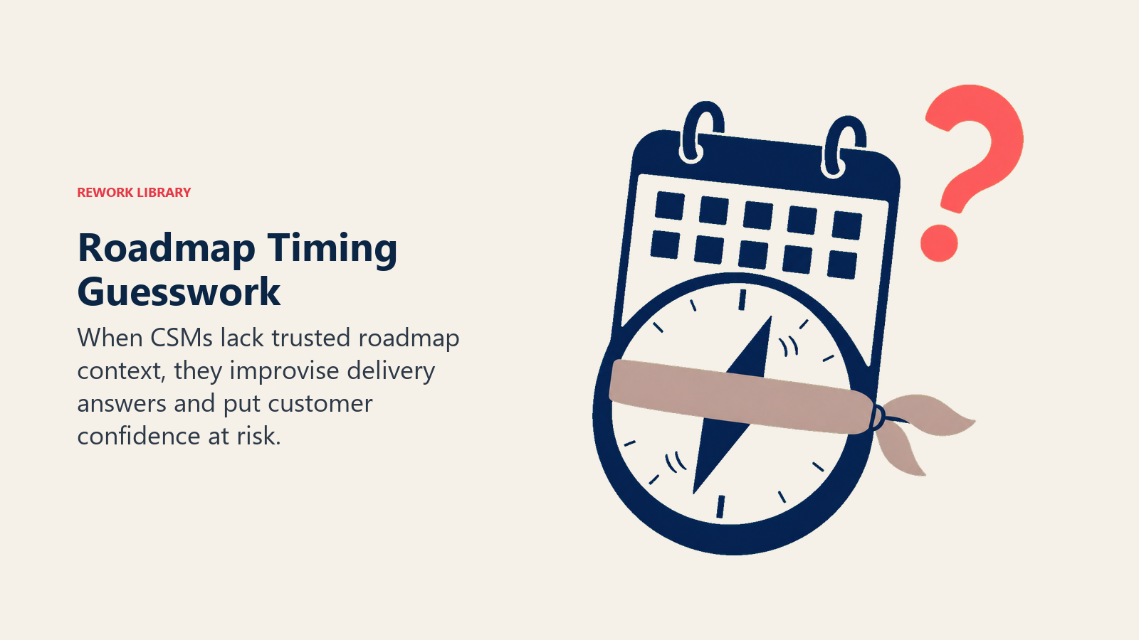 Roadmap Timing Guesswork illustrated with calendar compass with obscured needle