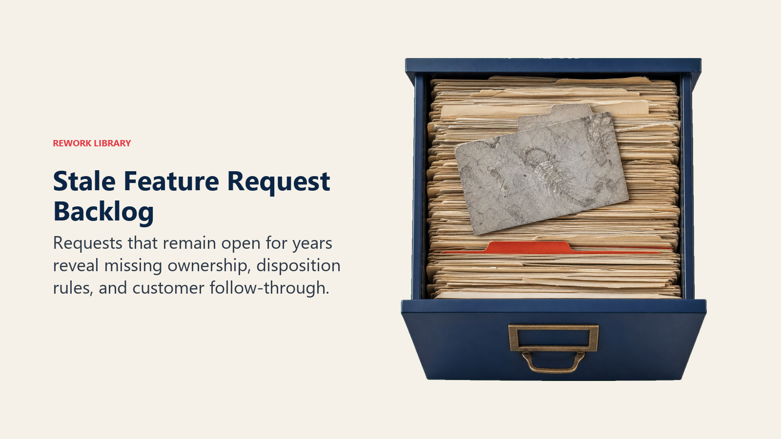 Stale Feature Request Backlog illustrated with aging backlog drawer
