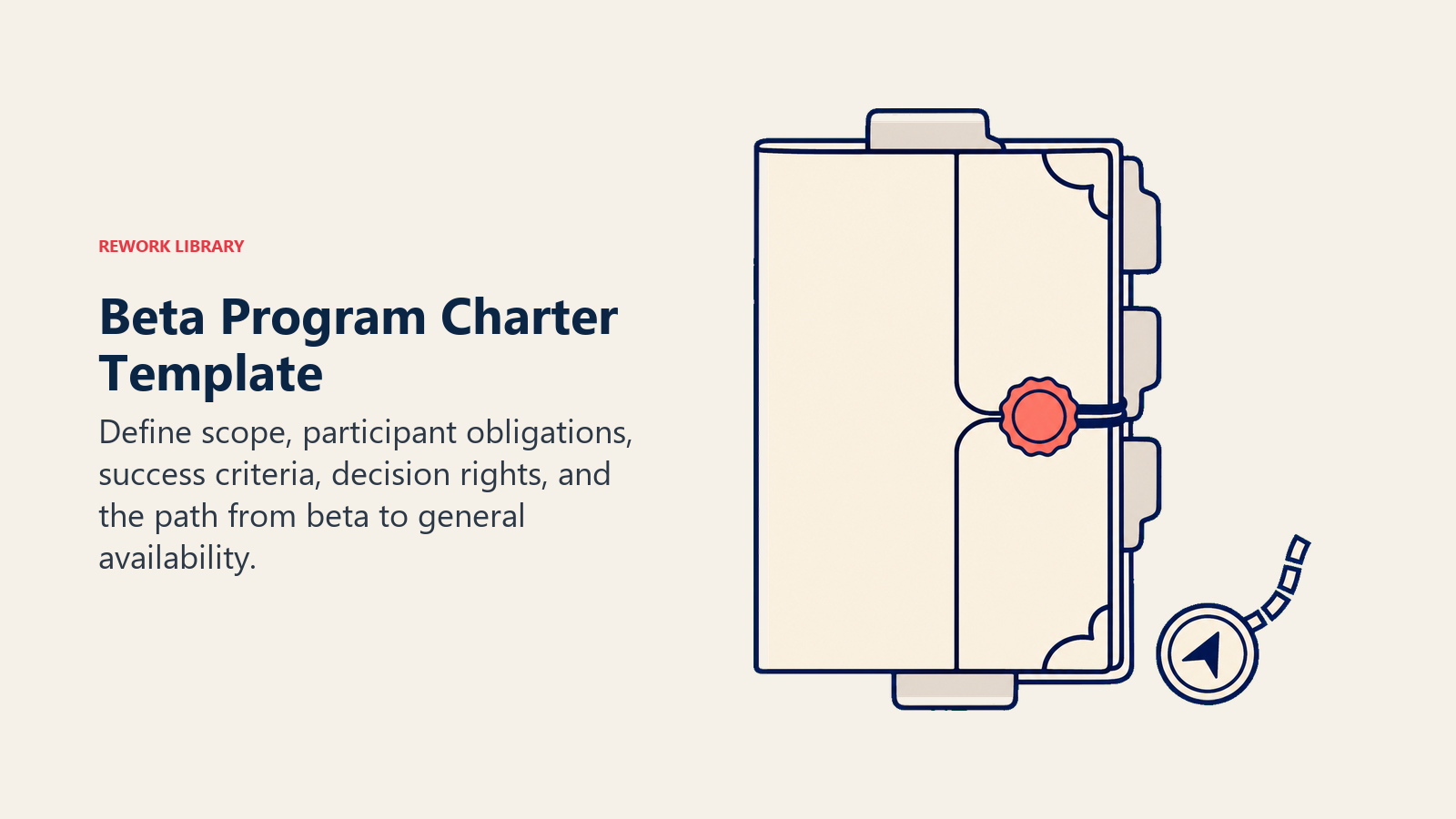 Beta Program Charter Template: sealed charter folio with five tabs