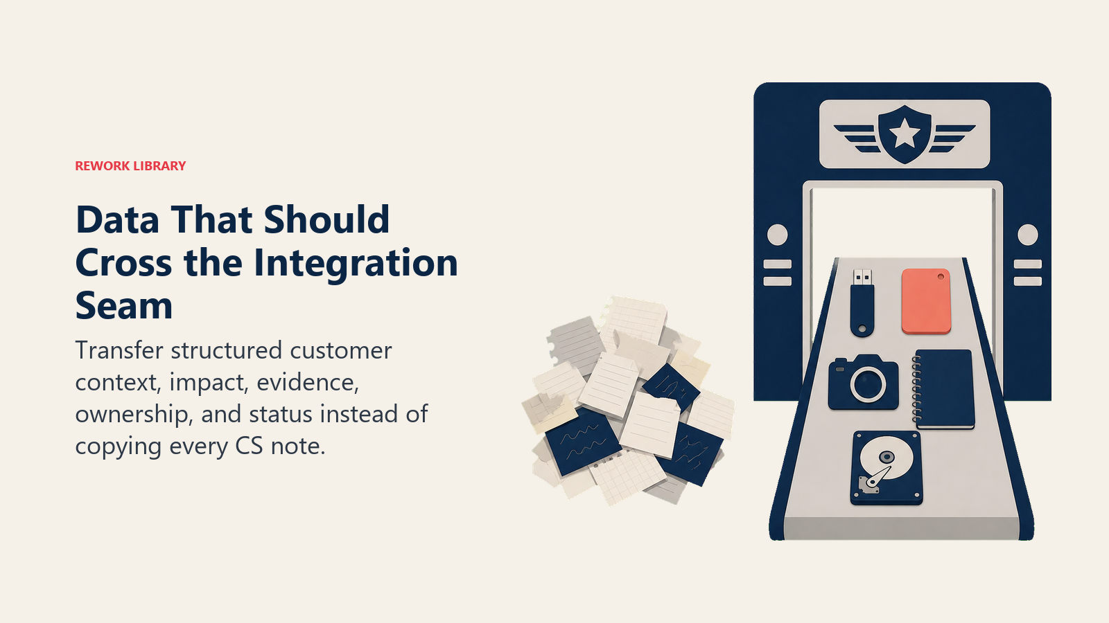 Data That Should Cross the Integration Seam illustrated with data customs gate