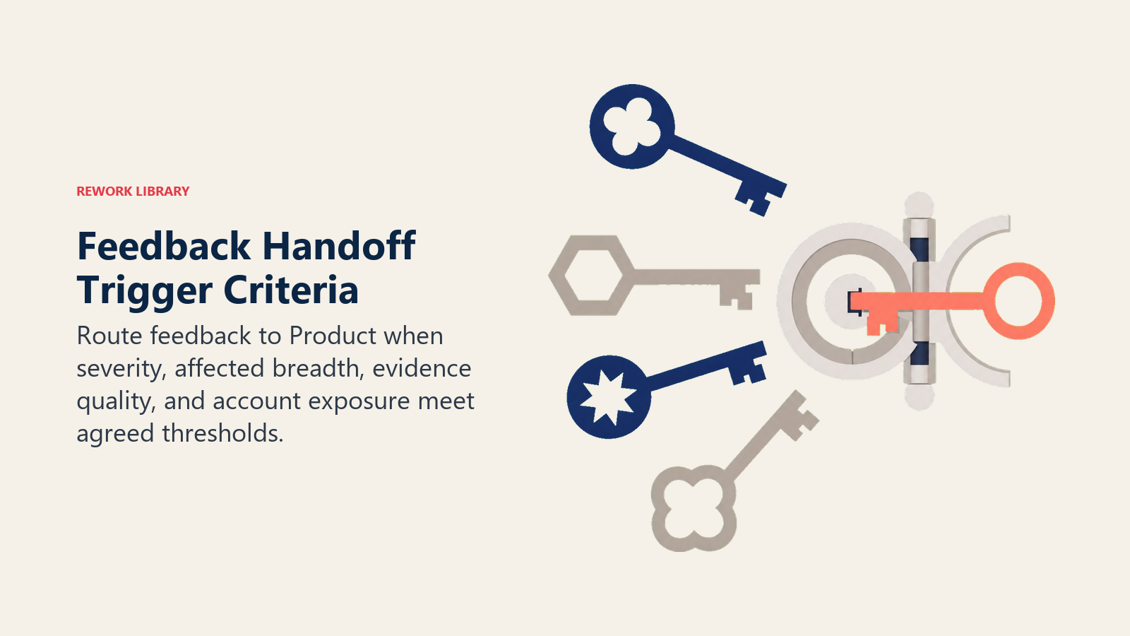 Feedback Handoff Trigger Criteria illustrated with four-key handoff lock