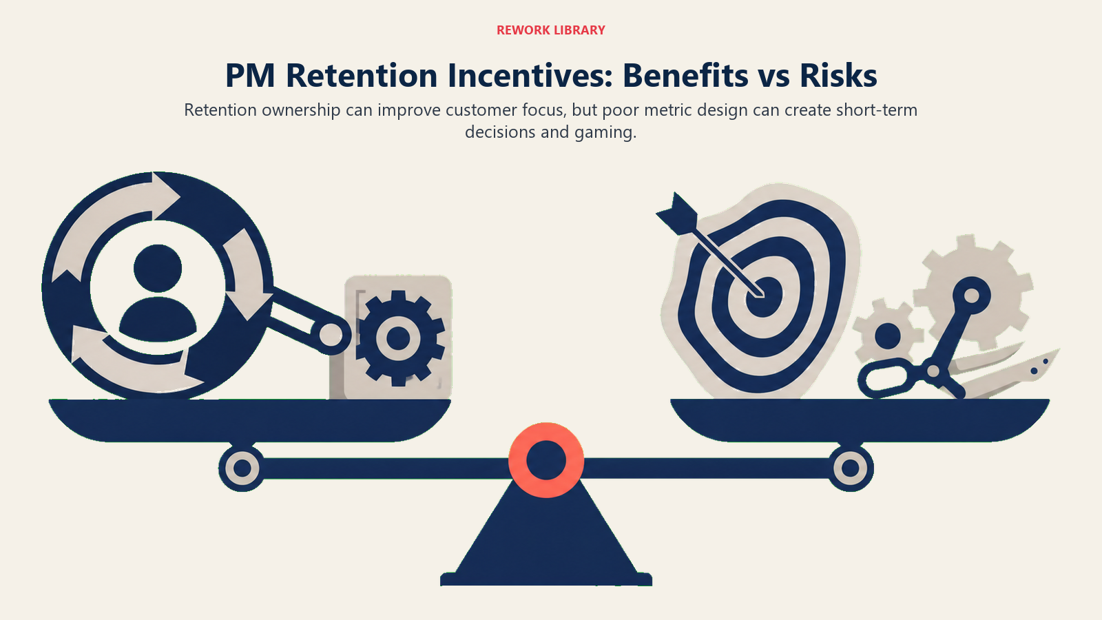 PM Retention Incentives: Benefits vs Risks illustrated with wide trade-off balance