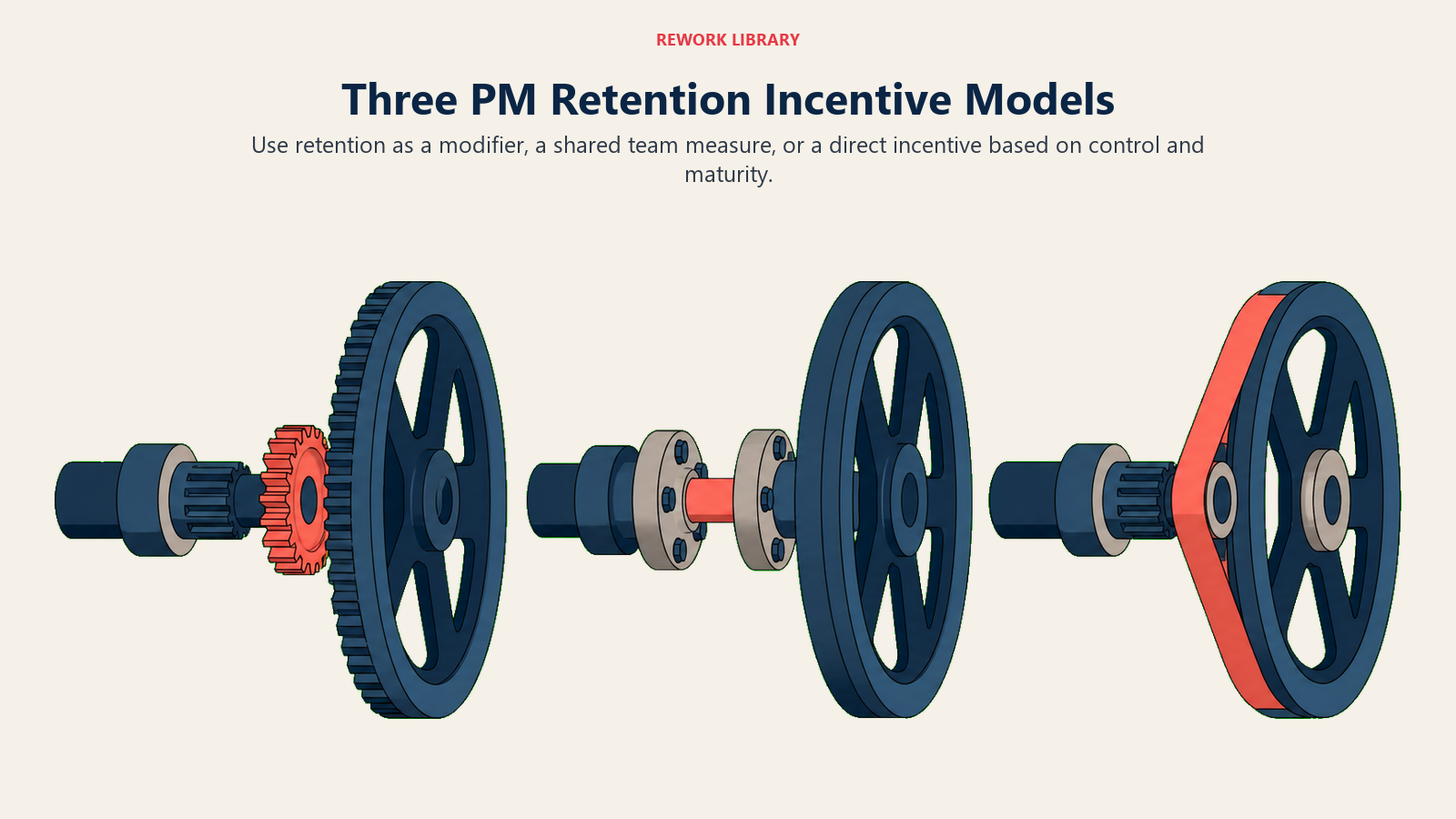 Three PM Retention Incentive Models illustrated with three incentive couplings