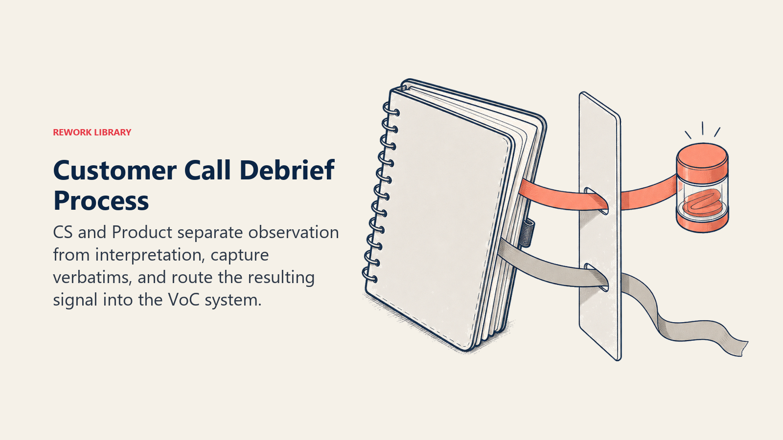 Customer Call Debrief Process illustrated by observation separator