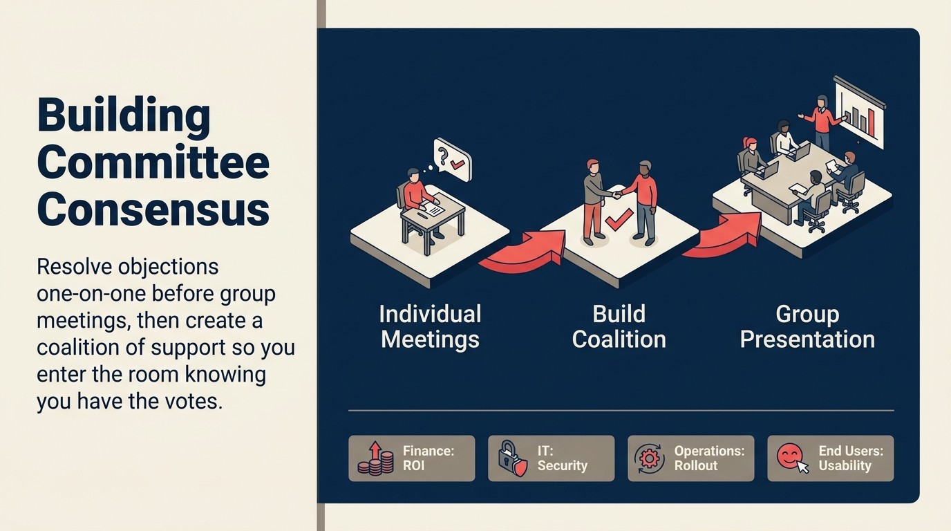 Consensus building strategy for committee decisions: individual alignment before group presentation