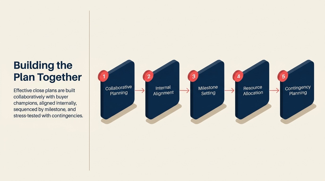Five-step close plan development process from collaborative planning to contingency planning