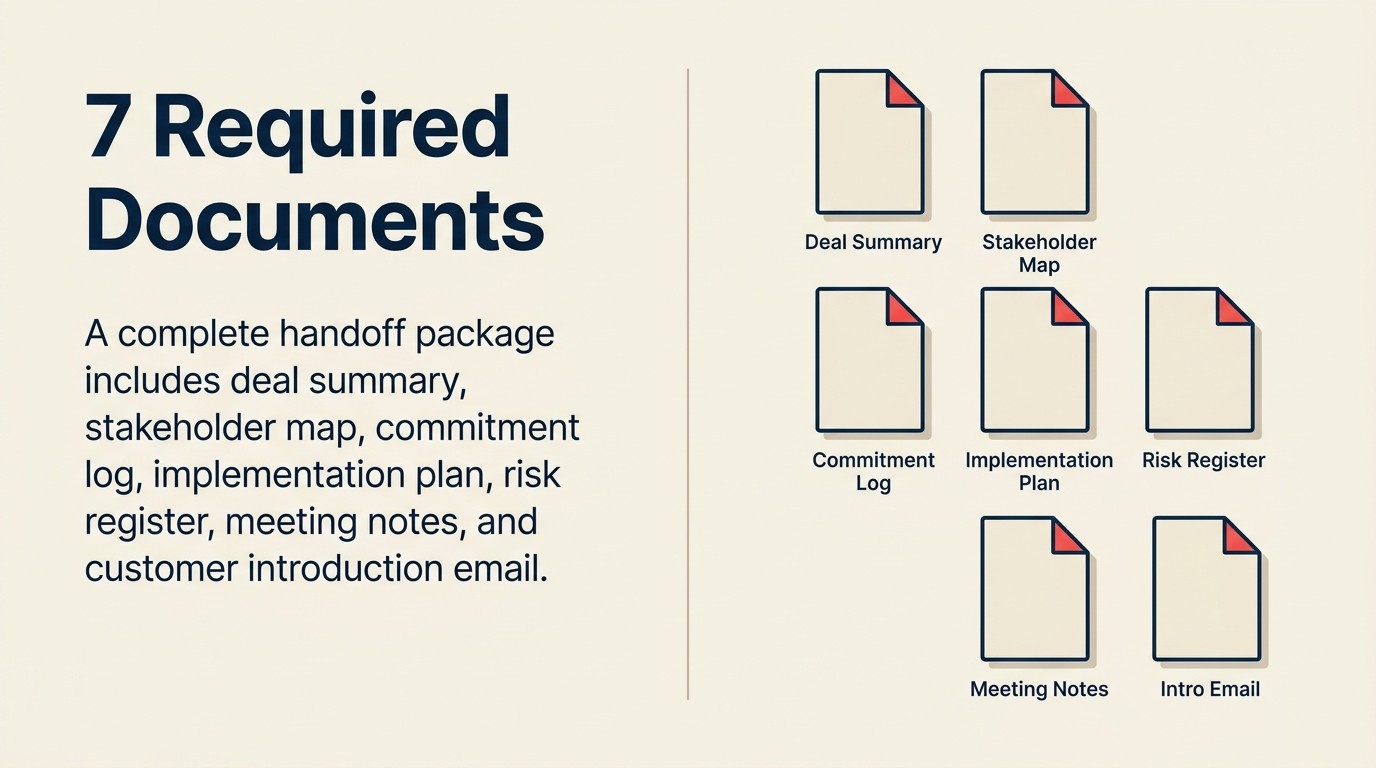 Seven required documentation artifacts for a complete handoff package