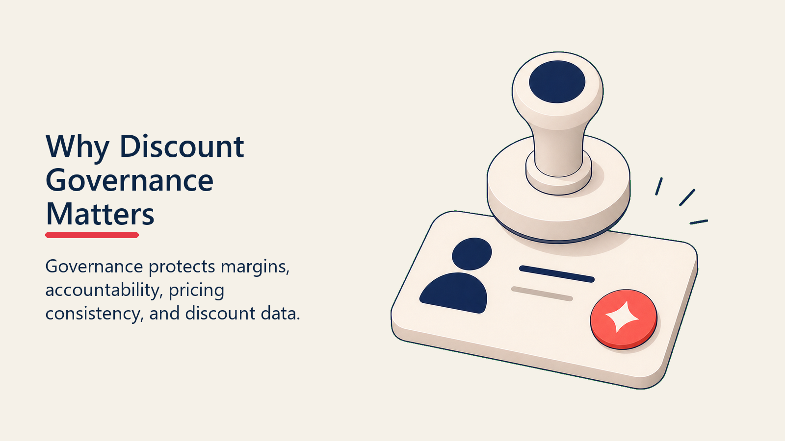 Why Discount Governance Matters shown as governance benefit stack for discount governance