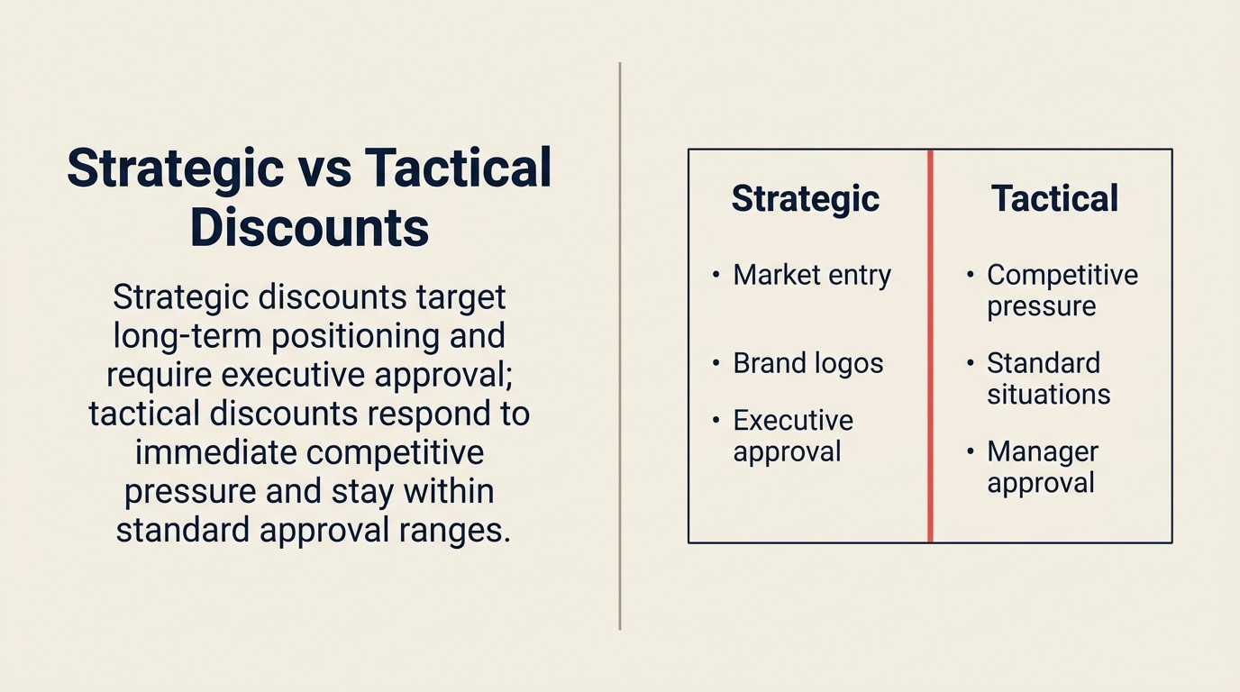 Side-by-side comparison of strategic versus tactical discounts