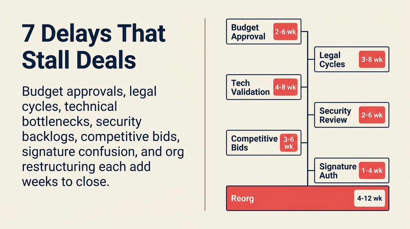 Seven common enterprise buying delays with causes and typical timelines