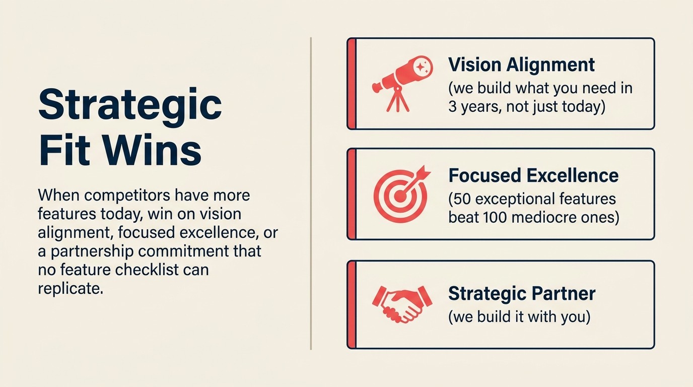 Three positioning stances when strategic fit outweighs missing features
