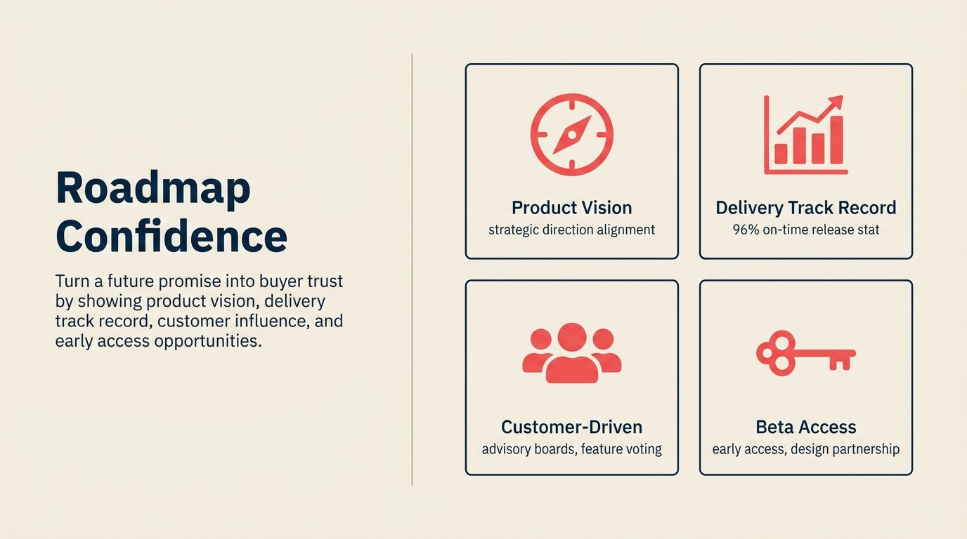 Four pillars of product roadmap confidence: vision, track record, customer-driven development, and beta access