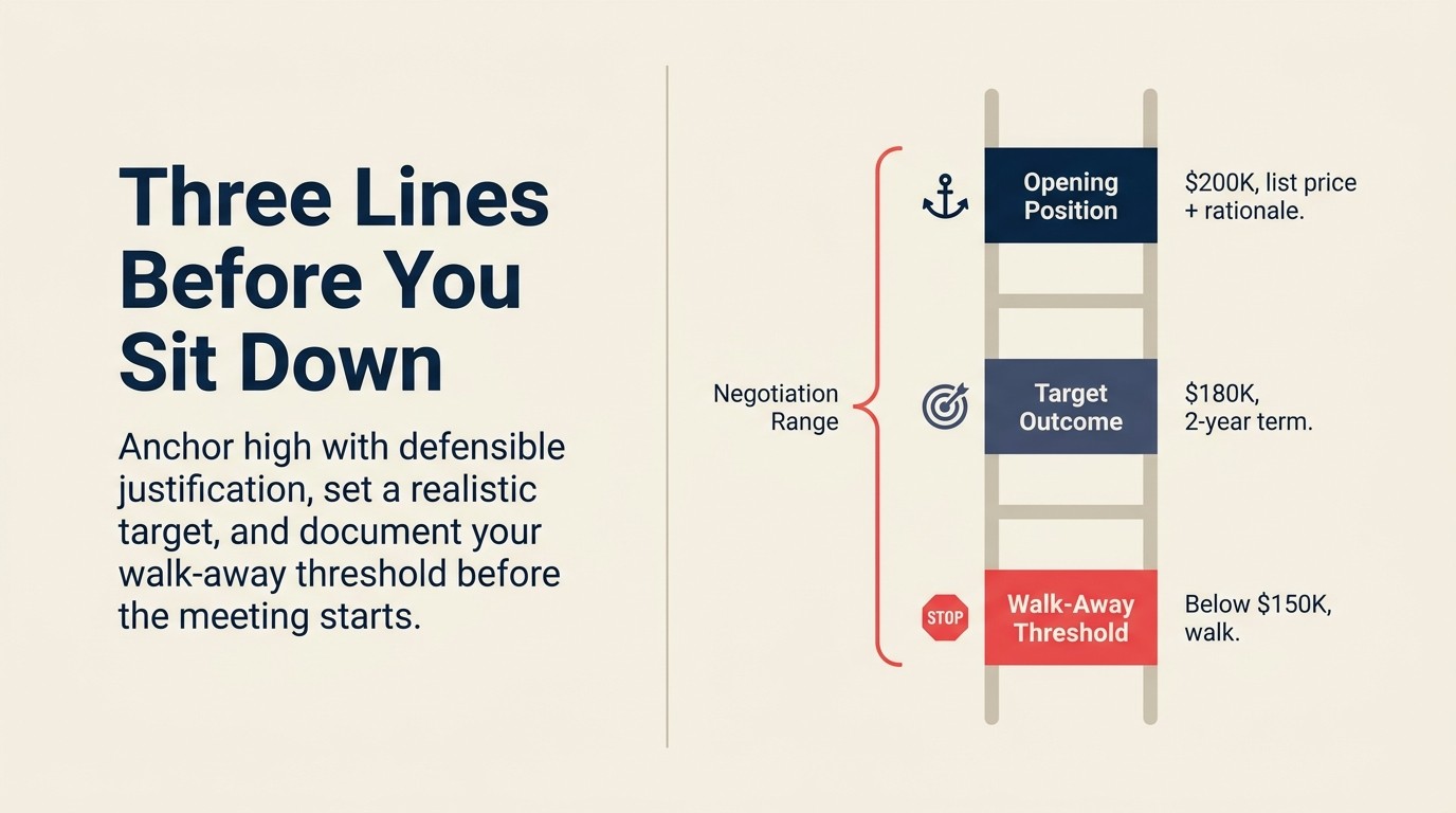 Negotiation Position Ladder: Opening, Target, Walk-Away