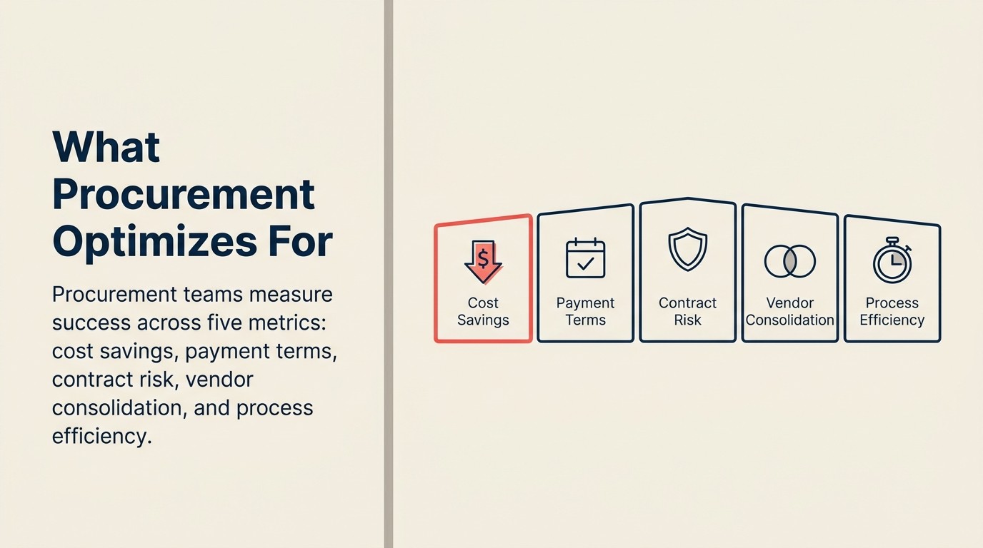 Five procurement priorities: cost savings, payment terms, contract risk, vendor consolidation, process efficiency
