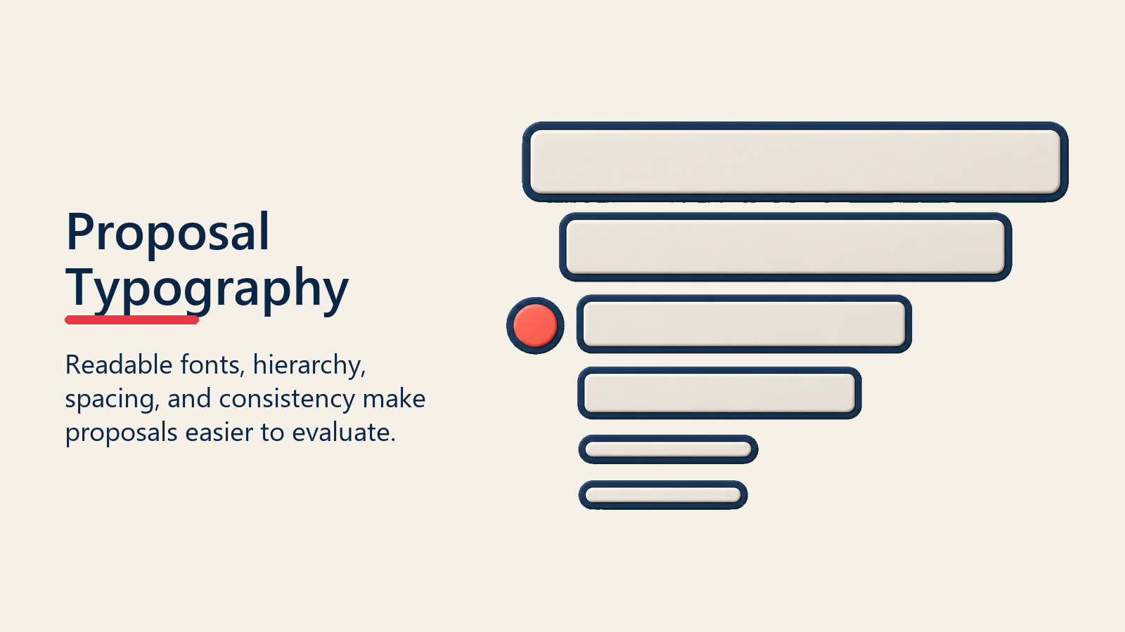 Proposal Typography shown as type hierarchy stack for proposal design